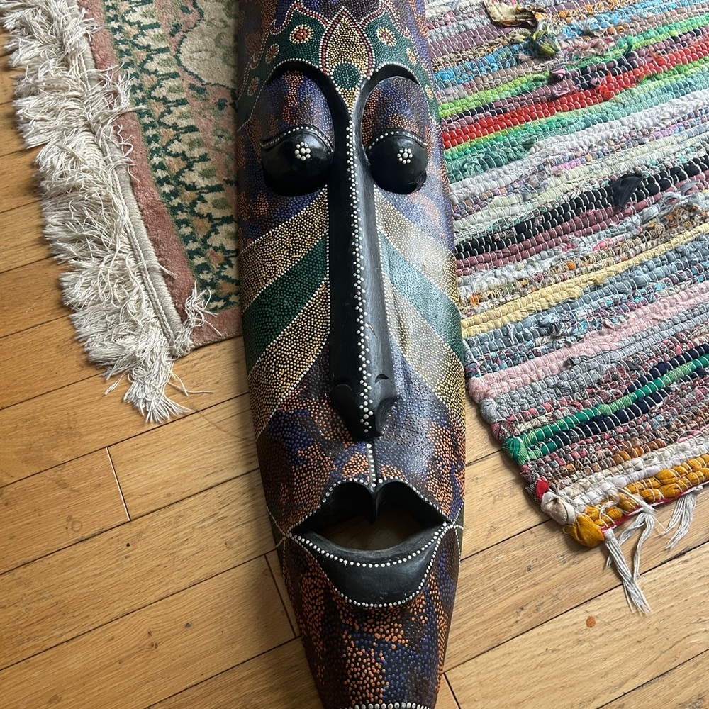 Handcrafted Tribal Mask Wall Art - Black and Brown Indonesia